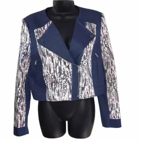 BCBG Maxazria Cropped Multicolor Biker Jacket - Picture 1 of 7